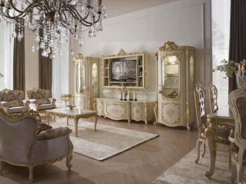 Bufet TV Mewah Luxury Carving Mebel Terbaru ARF-0032