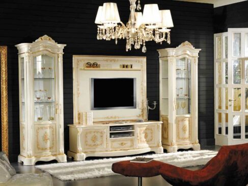 Desain Bufet TV Ukir Jepara White Ivory Luxy Carving ARF-0042