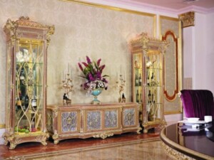 New Desain Bufet TV Mewah Art Deco Royals Carving ARF-0043
