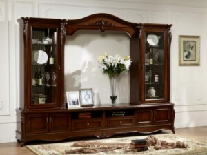 Set Meja TV Kayu Jati Natural Classic Elegant Design ARF-0016