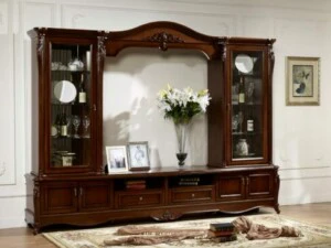 Set Meja TV Kayu Jati Natural Classic Elegant Design ARF-0016