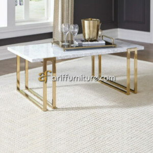 Meja Tamu Stainless Top Marmer Model Minimalis