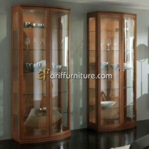 Lemari Hias Minimalis Modern Dari Kayu Jati & Kaca