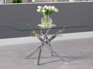 Meja Makan Kaki Stainless Model Minimalis Modern