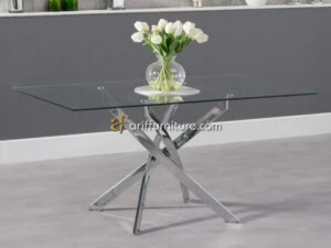 Meja Makan Kaki Stainless Model Minimalis Modern