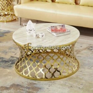 Meja Ruang Tamu Marmer Rangka Stainless Steel