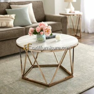 Meja Ruang Tamu Modern Stainless Steel Marmer