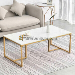 Meja Tamu Stainless Modern Top Marmer