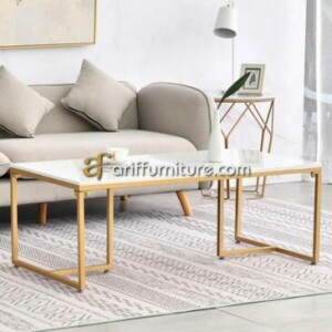Meja Tamu Stainless Modern Top Marmer