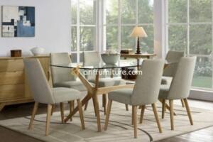 Set Meja Makan Modern 6 Kursi Dari Kayu Jati