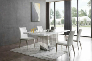 Set Meja Makan Stainless Minimalis 4 Kursi