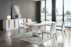 Set Meja Makan Stainless Minimalis 4 Kursi