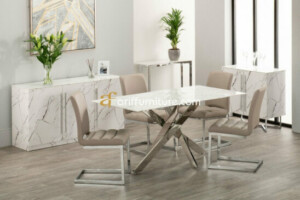 Set Meja Makan Stainless Model Minimalis Modern