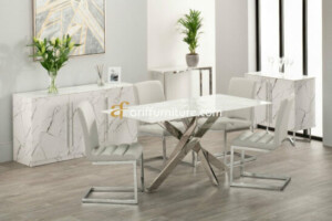 Set Meja Makan Stainless Model Minimalis Modern
