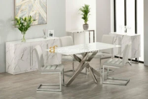 Set Meja Makan Stainless Model Minimalis Modern