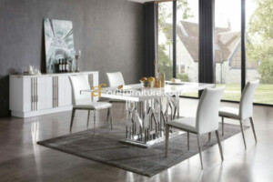 Set Meja Makan Stainless Modern 4 Kursi