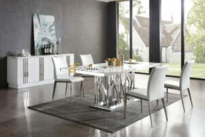 Set Meja Makan Stainless Modern 4 Kursi