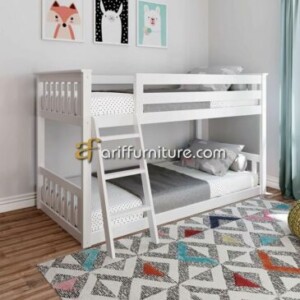 Tempat Tidur Tingkat Sederhana Cat Duco Putih