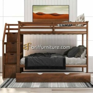 Tempat Tidur Tingkat Tangga Laci Dari Kayu Jati