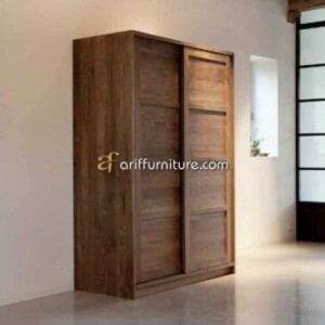 Lemari Pakaian 2 Pintu Sliding Jati Model Minimalis