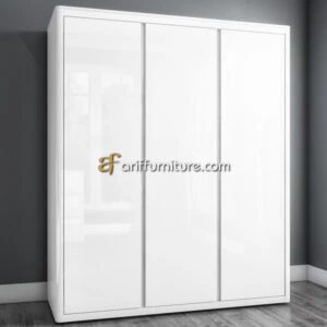 Lemari Pakaian 3 Pintu Model Minimalis Duco Putih