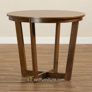 Meja Cafe Minimalis Modern Model Bulat Kayu Jati