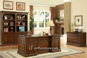 Set Meja Kantor Murah Model Klasik Jati Jepara