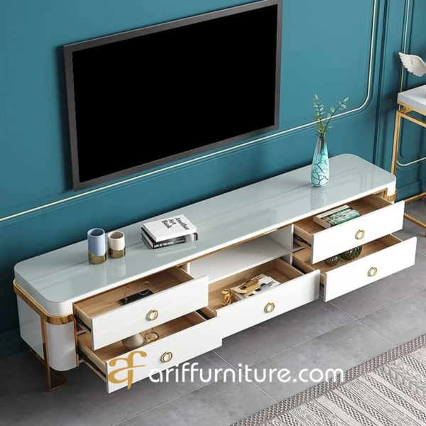 meja tv stainless model minimalis modern terbaru murah
