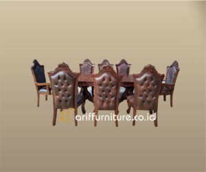 Set Meja Makan Kayu Jati Ukir Ganesha