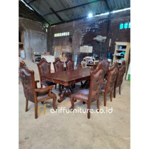 Set Meja Makan Kayu Jati Ukir Ganesha