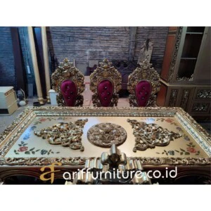Set Meja Makan Mewah Ukir 8 Kursi