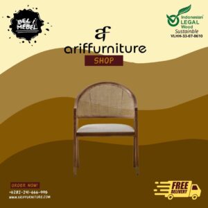 Kursi Cafe Model Minimalis Retro Kayu Jati Rotan