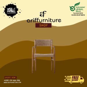 Kursi Cafe Retro Minimalis Kayu Jati Natural