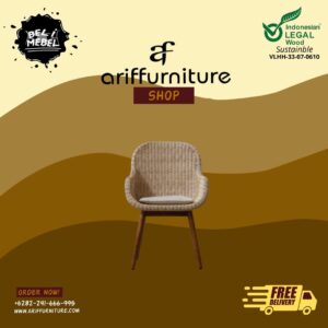 Kursi Makan Rotan Cafe Retro Minimalis