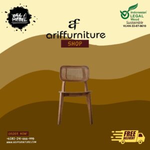 Kursi Minimalis Cafe Kayu Jati Rotan Sintetis