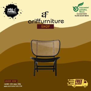 Kursi Santai Minimalis Japandi Retro Jati Rotan