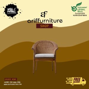 Kursi Teras Santai Sandaran Rotan Vintage Model