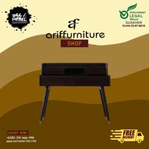 Meja Belajar Kayu Jati Model Laci Minimalis Retro