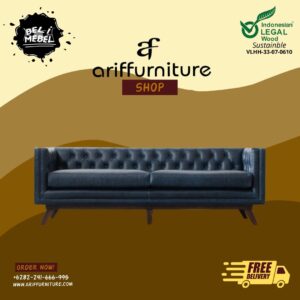 Kursi Sofa Cesterfield Luxury Retro Leather Blue