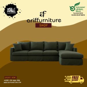 Kursi Sofa Minimalis Leter L Terbaru Green Olive