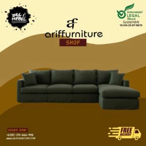 Kursi Sofa Minimalis Leter L Terbaru Green Olive