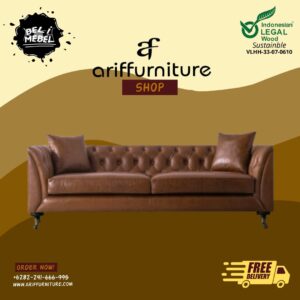 Kursi Sofa Tamu Terbaru Brown Leather Oscar
