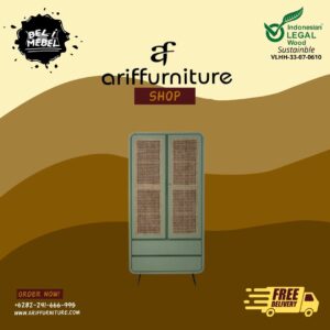Lemari Pakaian Kayu Jati Modern Retro