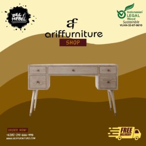 Meja Belajar Kayu Jati Minimalis Modern Rustic