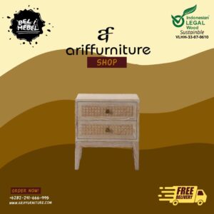Mini Storage Drawers Kayu Bed Side Table Retro