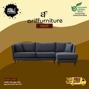Sofa Minimalis Japandi Kayu Jati Model Leter L