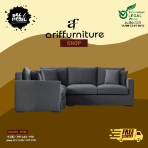 Sofa Sudut Modern Minimalis Misty Grey L Shaped