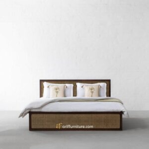Tempat Tidur Dipan Rotan Kayu Jati Minimalis
