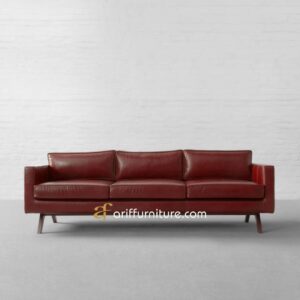 Vintage Leather Sofa Minimallis 3 Seater Kayu Jati