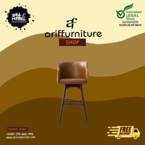 Bar Stool Cafe Klasik Eropa Jati Leather Oscar